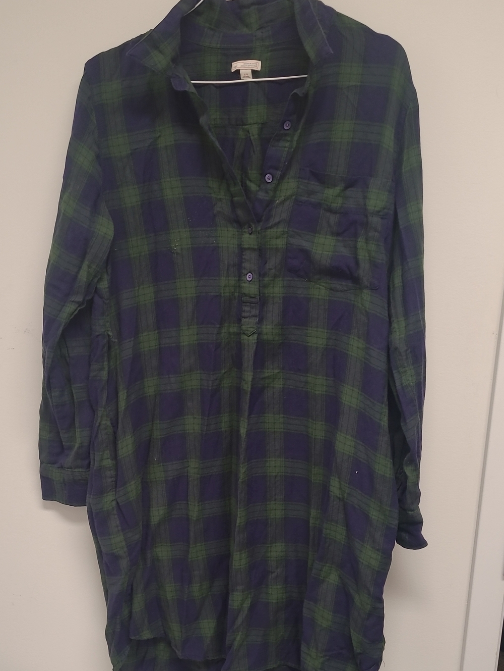 GAP Women's Green and Blue Plaid Button-Down Shirt Dress
